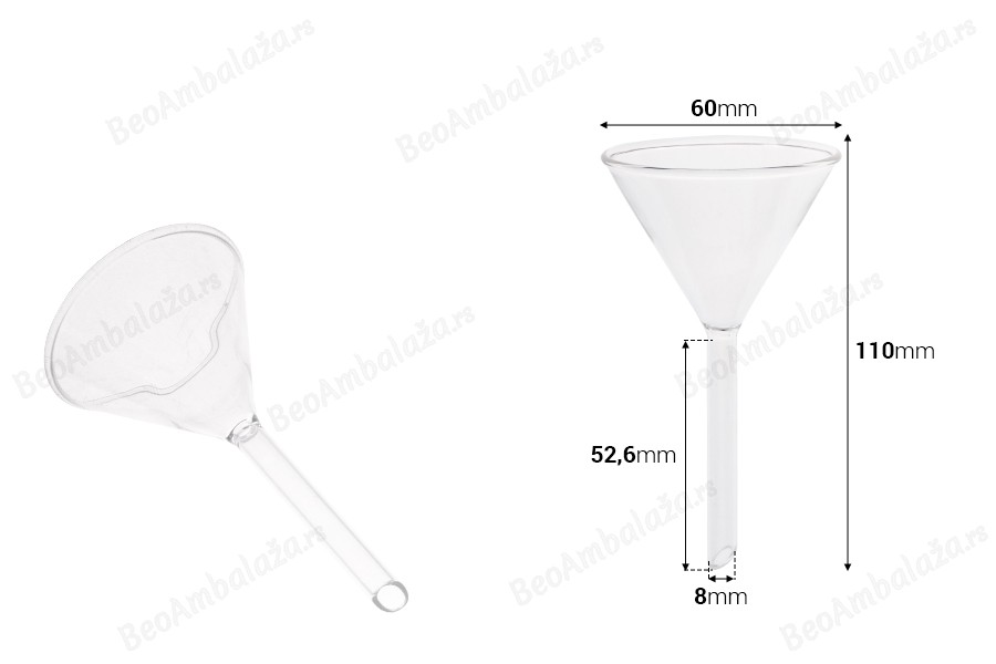 Stakleni levak prečnika 60 mm (vrh 8 mm)-dimenzije_slike