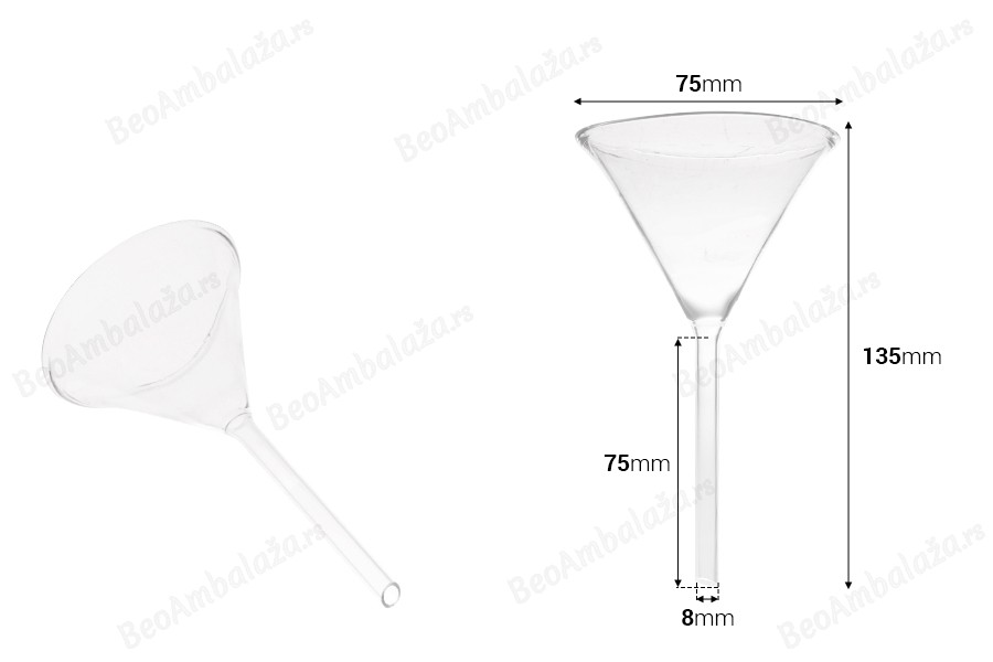 Stakleni levak prečnika 75 mm (vrh 8 mm)-dimenzije_slike