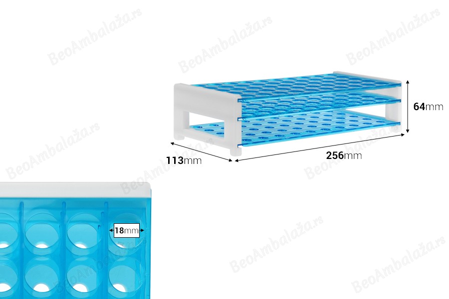 Plastični stalak 256x113x64 mm sa 40 otvora za bočice (prečnik otvora 18 mm)-dimenzije_slike