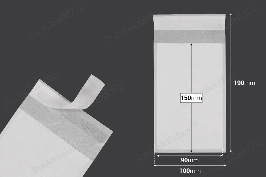 Papirna koverta 100x150 mm sa samolepljivim zatvaranjem - 100 kom-dimenzije_slike