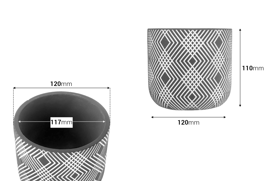 Dekorativna posuda 120x110 mm od cementa, za sveću ili cveće