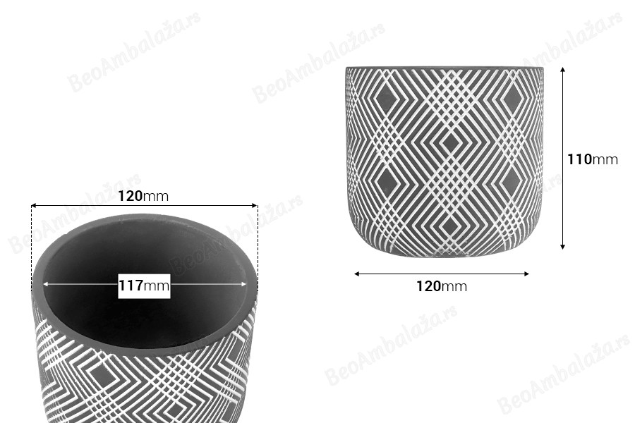 Dekorativna posuda 120x110 mm od cementa, za sveću ili cveće-dimenzije_slike