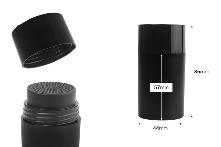 Crna bočica 15 mL (44x85 mm) sa rupicama i poklopcem-dimenzije_slike