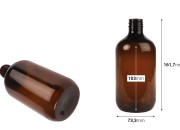 Plastična cilindrična PET boca 500 mL u karamel ili maslinastoj boji (28/410)-dimenzije_slike