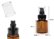 Četvrtasta plastična karamel bočica 100 mL sa crnom pumpicom za kreme i providnim poklopcem-dimenzije_slike