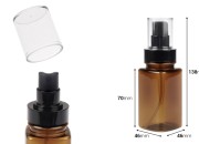 Četvrtasta plastična karamel bočica 120 mL sa crnim sprejom i providnim poklopcem-dimenzije_slike