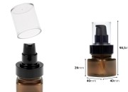 Četvrtasta plastična karamel bočica 30 mL sa crnom pumpicom za kreme i providnim poklopcem-dimenzije_slike