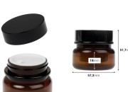Plastična karamel teglica 30 mL sa duplim dnom, plastičnim međupoklopcem i zatvaračem-dimenzije_slike
