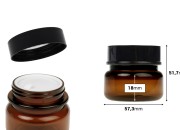 Plastična karamel teglica 50 mL sa duplim dnom, plastičnim međupoklopcem i zatvaračem-dimenzije_slike