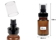 Cilindrična plastična karamel bočica 100 mL sa crnim sprejom i providnim poklopcem-dimenzije_slike