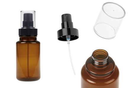 Cilindrična plastična karamel bočica 160 mL sa crnim sprejom i providnim poklopcem-slika_proizvoda
