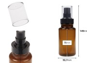 Cilindrična plastična karamel bočica 160 mL sa crnim sprejom i providnim poklopcem-dimenzije_slike