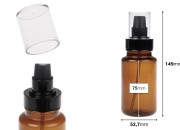 Cilindrična plastična karamel bočica 160 mL sa crnom pumpicom za kreme i providnim poklopcem-dimenzije_slike