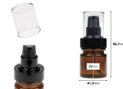 Cilindrična plastična karamel bočica 40 mL sa crnom pumpicom za kreme i providnim poklopcem-dimenzije_slike