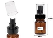 Cilindrična plastična karamel bočica 60 mL sa crnim sprejom i providnim poklopcem-dimenzije_slike