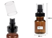 Cilindrična plastična karamel bočica 80 mL sa crnim sprejom i providnim poklopcem-dimenzije_slike