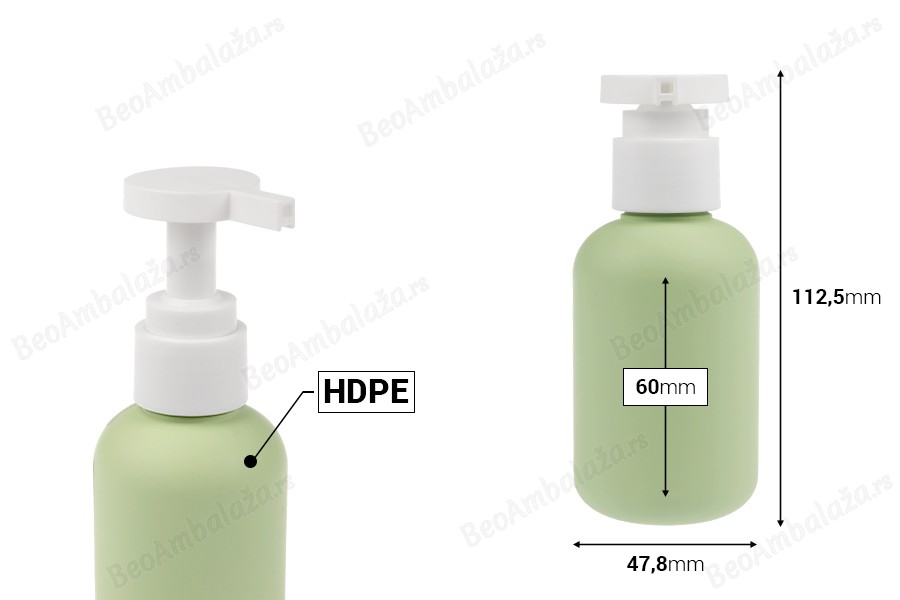 Plastična (HDPE) boca od 100 mL sa pumpicom za šampon, gel za tuširanje i losion-dimenzije_slike