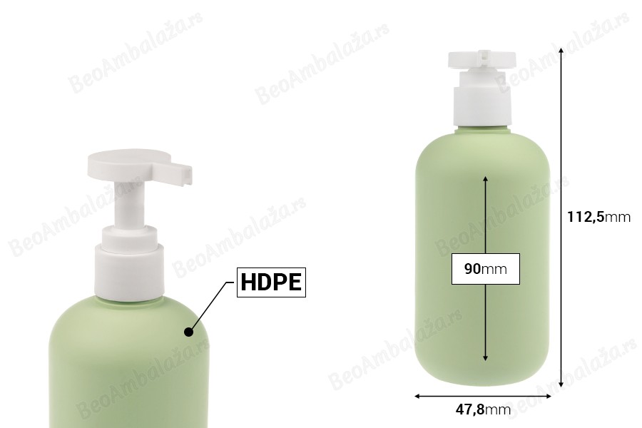 Plastična (HDPE) boca od 300 mL sa pumpicom za šampon, gel za tuširanje i losion-dimenzije_slike