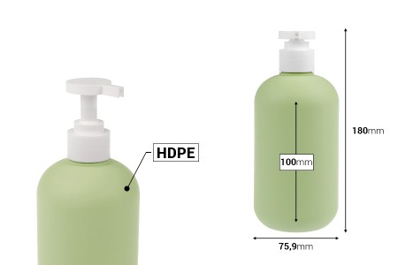 Plastična (HDPE) boca od 500 mL sa pumpicom za šampon, gel za tuširanje i losion-dimenzije_slike