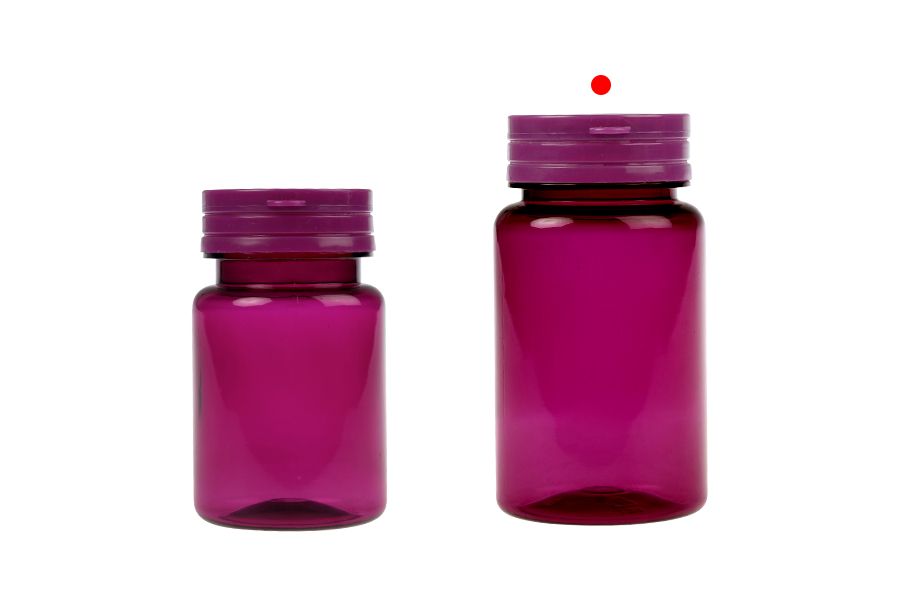 Plastična PET ljubičasta teglica 100 mL sa sigurnosnim poklopcem za tablete i kapsule