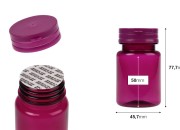 Plastična PET ljubičasta teglica 80 mL sa sigurnosnim poklopcem za tablete i kapsule