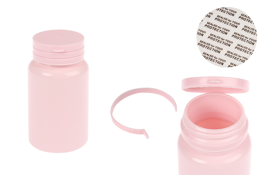 Plastična PET roze kutijica 120 mL sa sigurnosnim zatvaračem i zaptivkom za pilule i kapsule Plastična PET roze kutijica 120 mL sa sigurnosnim zatvaračem i zaptivkom za pilule i kapsule