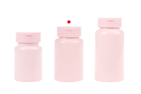 Plastična PET roze kutijica 120 mL sa sigurnosnim zatvaračem i zaptivkom za pilule i kapsule-grupa_slika