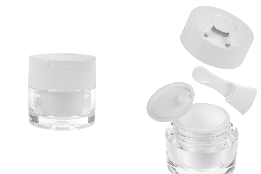 Akrilna teglica od 30mL sa belim zatvaračem, spatulom i plastičnim međupoklopcem-slika_proizvoda