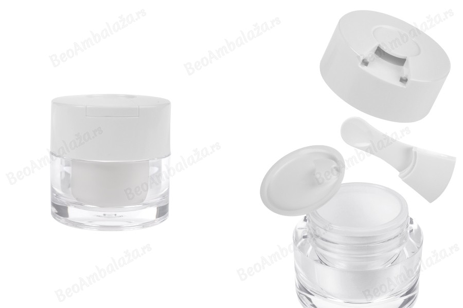 Akrilna teglica od 30mL sa belim zatvaračem, spatulom i plastičnim međupoklopcem-slika_proizvoda