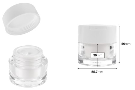 Akrilna teglica od 30mL sa belim zatvaračem, spatulom i plastičnim međupoklopcem-dimenzije_slike
