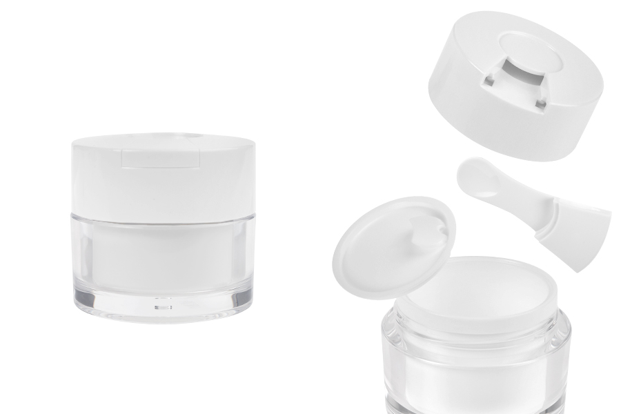 Akrilna teglica od 50mL sa belim zatvaračem, spatulom i plastičnim međupoklopcem-slika_proizvoda