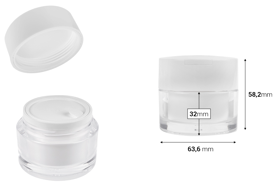 Akrilna teglica od 50mL sa belim zatvaračem, spatulom i plastičnim međupoklopcem-dimenzije_slike