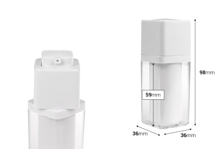 Airless akrilna bočica 15 mL sa belom pumpicom-dimenzije_slike