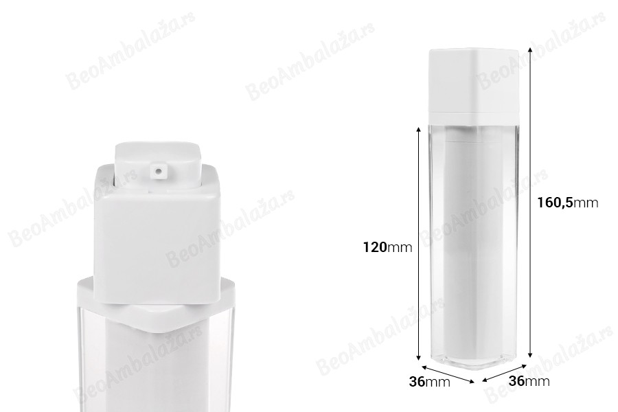 Airless akrilna bočica 50 mL sa belom pumpicom-dimenzije_slike