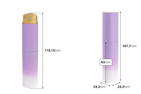 Bočica sa sprejom 10 mL za parfem (sa unutrašnjom staklenom bočicom) u različitim MAT bojama-dimenzije_slike