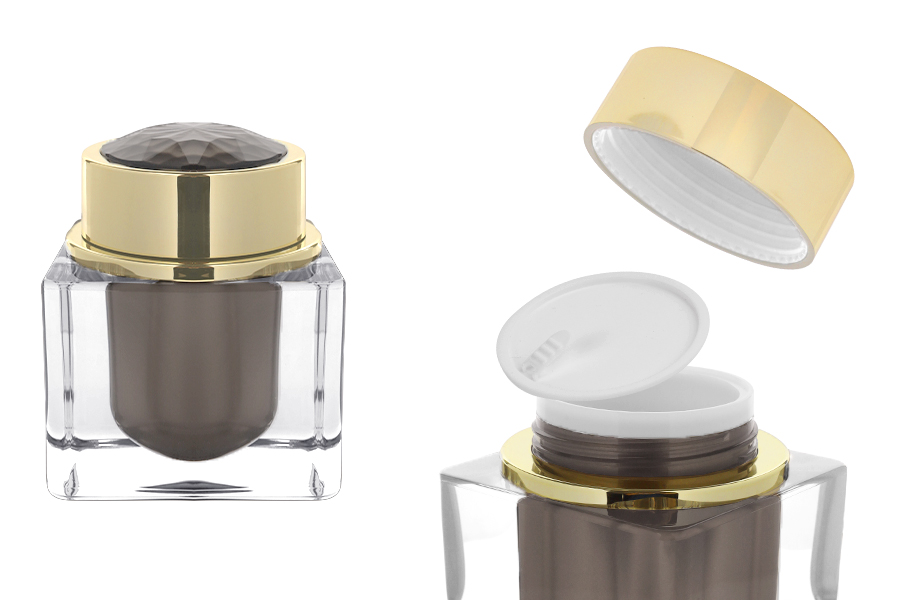 Luksuzna akrilna teglica od 50 mL sa zatvaračem i plastičnim međupoklopcem-slika_proizvoda