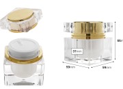 Luksuzna akrilna teglica od 30 mL sa zlatnim zatvaračem i plastičnim međupoklopcem-dimenzije_slike