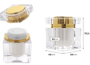 Luksuzna akrilna teglica od 50 mL sa zlatnim zatvaračem i plastičnim međupoklopcem-dimenzije_slike
