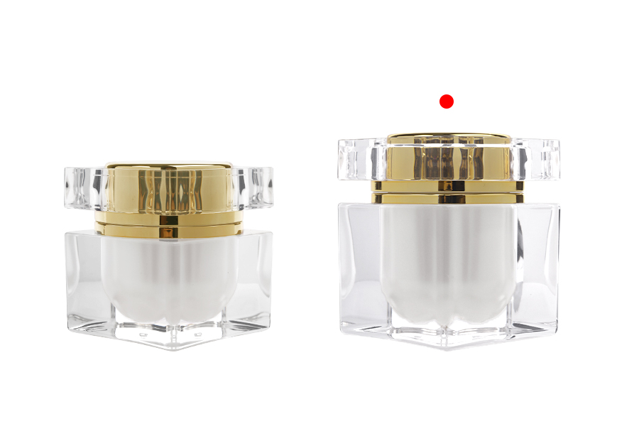 Luksuzna akrilna teglica od 50 mL sa zlatnim zatvaračem i plastičnim međupoklopcem-grupa_slika