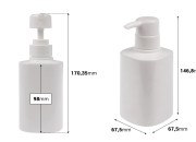 Plastična PET boca od 300 mL u beloj boji sa pumpicom (PP32)-dimenzije_slike