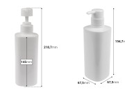 Plastična PET boca od 500 mL u beloj boji sa pumpicom (PP32)-dimenzije_slike