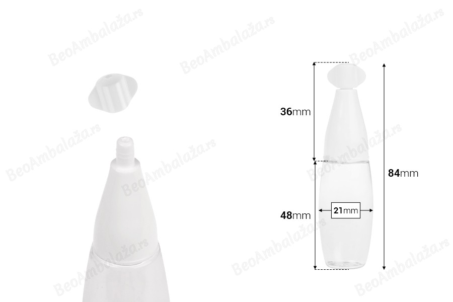 Plastična providna bočica 10mL sa uskim vrhom i navojnim zatvaračem - 50 kom-dimenzije_slike