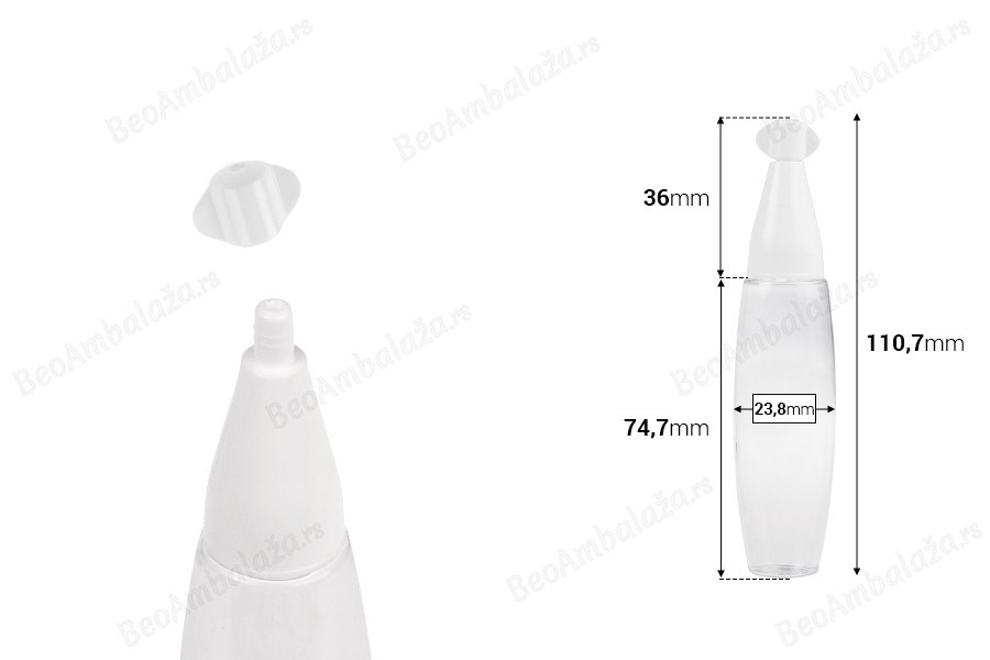 Plastična providna bočica 20mL sa uskim vrhom i navojnim zatvaračem - 50 kom-dimenzije_slike