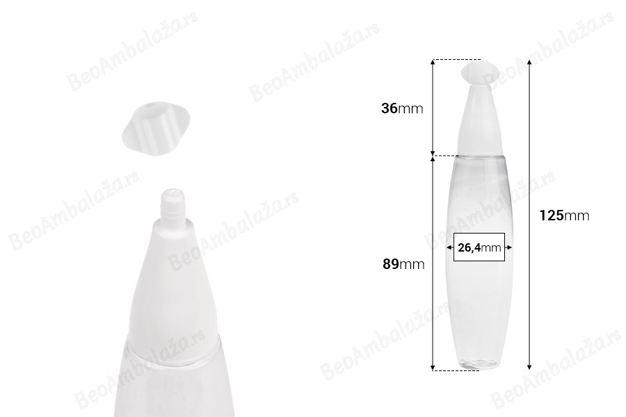 Plastična providna bočica 30mL sa uskim vrhom i navojnim zatvaračem - 50 kom-dimenzije_slike