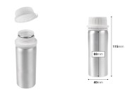 Aluminijumska bočica od 100 mL za čuvanje esencija, parfema i alkoholnih rastvora sa čepom i plastičnim belim zaštitnim zatvaračem Aluminijumska bočica od 100 mL za čuvanje esencija, parfema i alkoholnih rastvora sa čepom i plastičnim belim zaštitnim zatvaračem