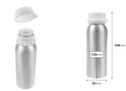 Aluminijumska bočica od 250 mL za čuvanje esencija, parfema i alkoholnih rastvora sa čepom i plastičnim belim zaštitnim zatvaračem Aluminijumska bočica od 250 mL za čuvanje esencija, parfema i alkoholnih rastvora sa čepom i plastičnim belim zaštitnim zatvaračem