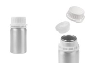 Aluminijumska bočica od 50 mL za čuvanje esencija, parfema i alkoholnih rastvora sa čepom i plastičnim belim zaštitnim zatvaračem Aluminijumska bočica od 50 mL za čuvanje esencija, parfema i alkoholnih rastvora sa čepom i plastičnim belim zaštitnim zatvaračem