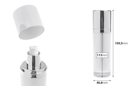 Luksuzna akrilna dopunjiva bočica od 100 mL sa pumpicom za kremu i zatvaračem-dimenzije_slike