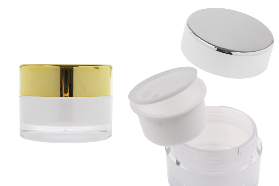 Akrilna dopunjiva teglica od 50 mL za kremu sa poklopcem (sa unutrašnjom zaptivkom) i plastičnim međupoklopcem-slika_proizvoda