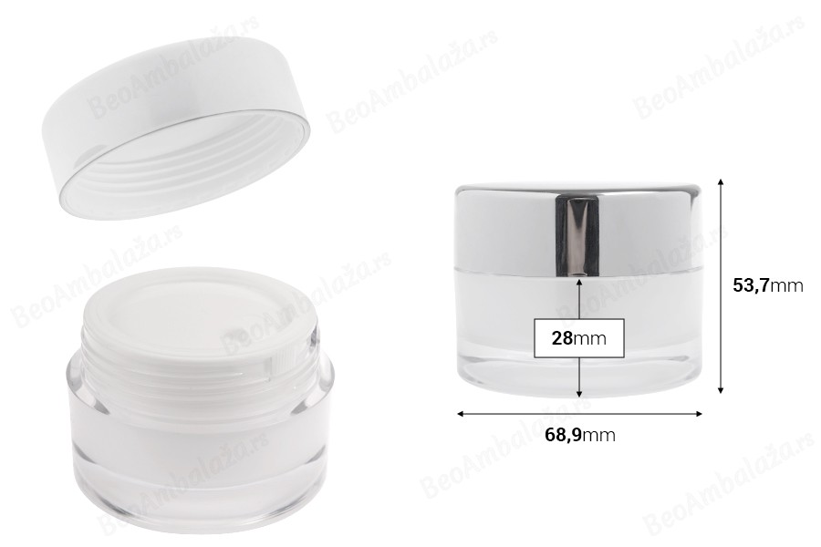 Akrilna dopunjiva teglica od 50 mL za kremu sa poklopcem (sa unutrašnjom zaptivkom) i plastičnim međupoklopcem-dimenzije_slike